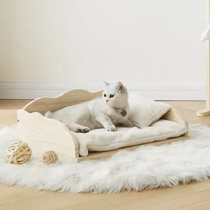 Cozy Comfort: Elegant Wooden Cat Bed & Lounge